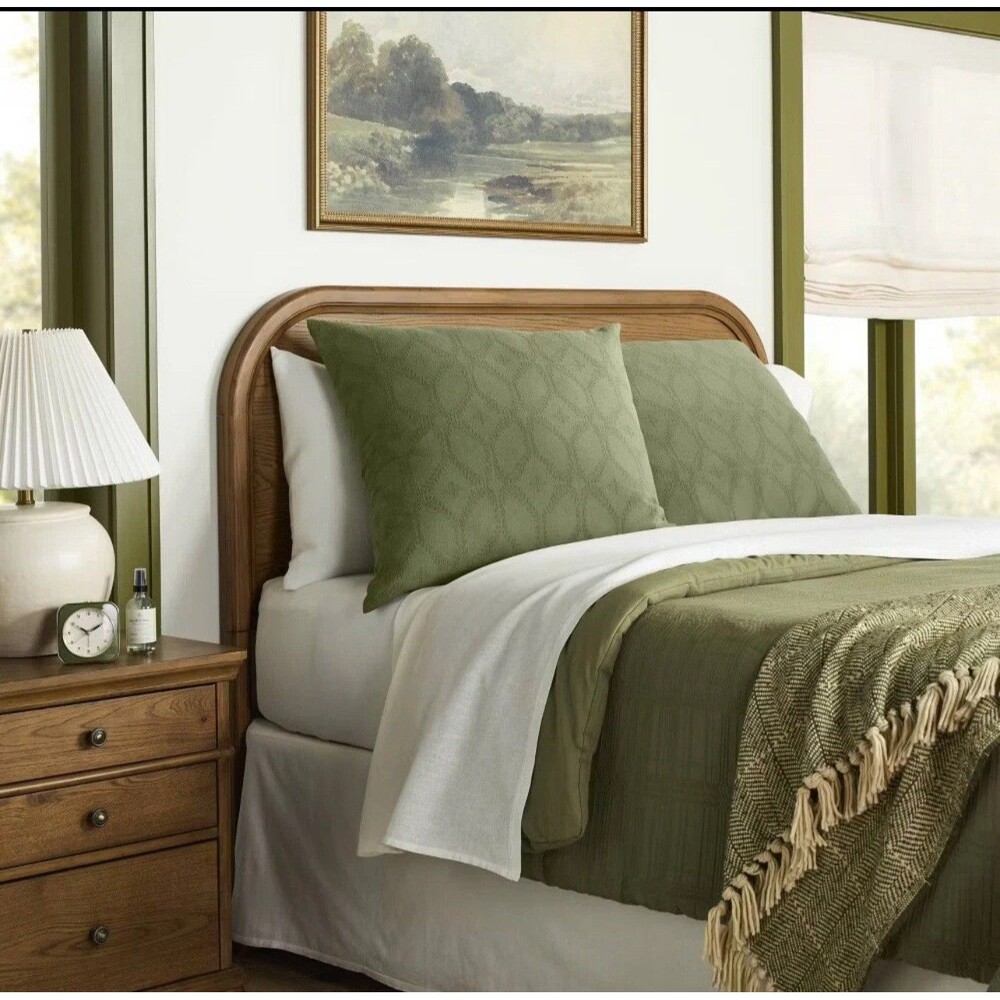 TWO 26"x26" Trellis Pattern Euro Pillow Sage Green - Hearth & Hand NEW
